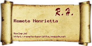 Remete Henrietta névjegykártya